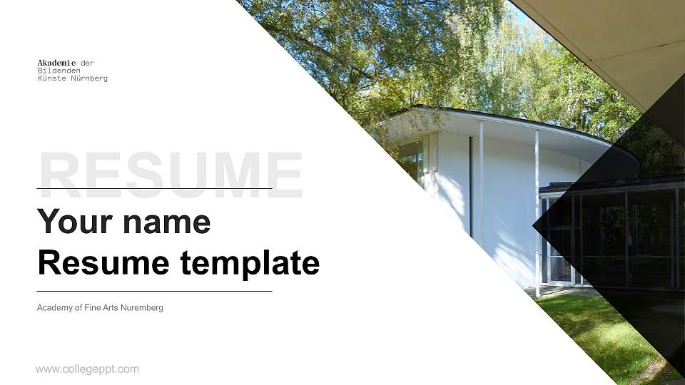 Academy of Fine Arts Nuremberg Resume PPT Template16:9 ratio PPT effect preview image