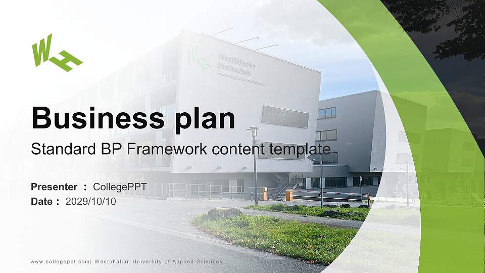 Westphalian University of Applied Sciences Competition/Entrepreneurship Contest PPT Template16:9 ratio PPT effect preview image