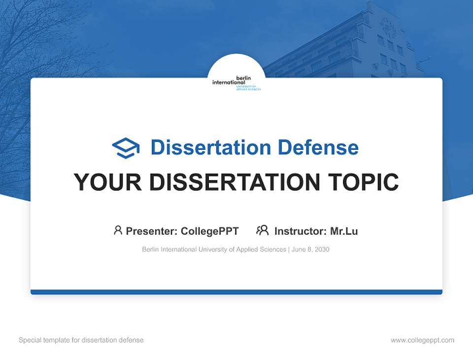 Berlin International University of Applied Sciences Graduation Thesis Defense PPT Template4:3 ratio PPT effect preview image7
