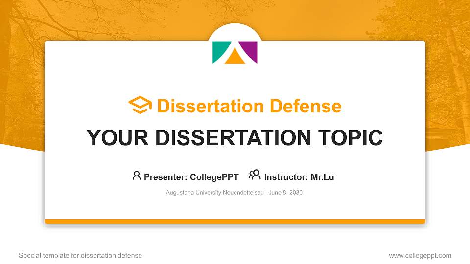 Augustana University Neuendettelsau Graduation Thesis Defense PPT Template16:9 ratio PPT effect preview image
