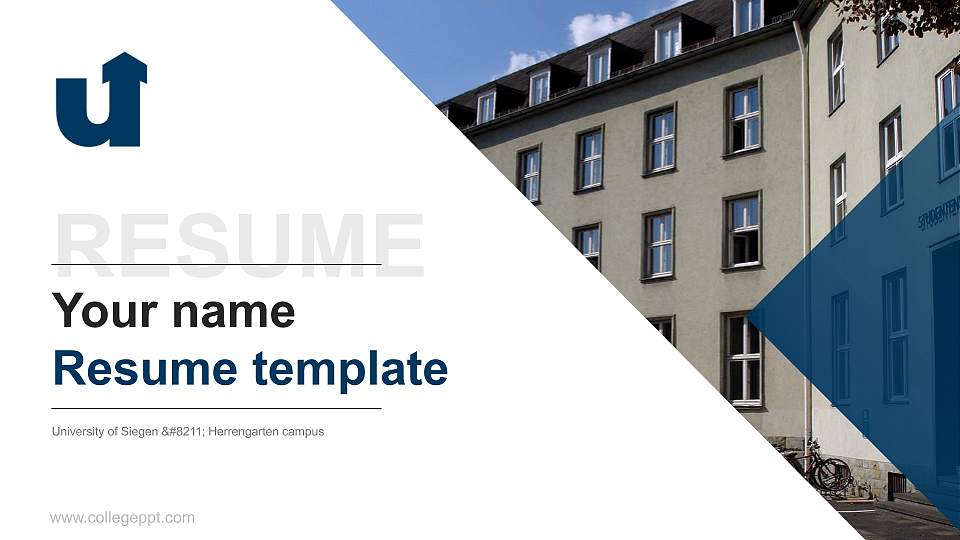 University of Siegen – Herrengarten campus Resume PPT Template16:9 ratio PPT effect preview image
