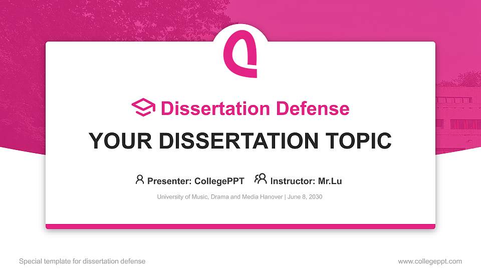 University of Music, Drama and Media Hanover Graduation Thesis Defense PPT Template16:9 ratio PPT effect preview image