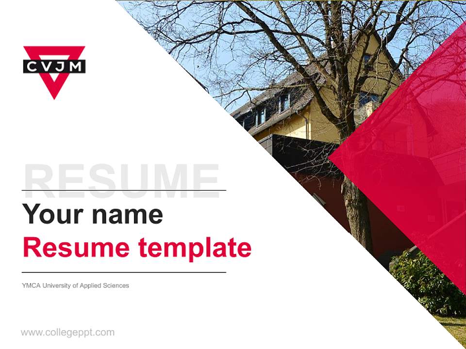 YMCA University of Applied Sciences Resume PPT Template4:3 ratio PPT effect preview image5