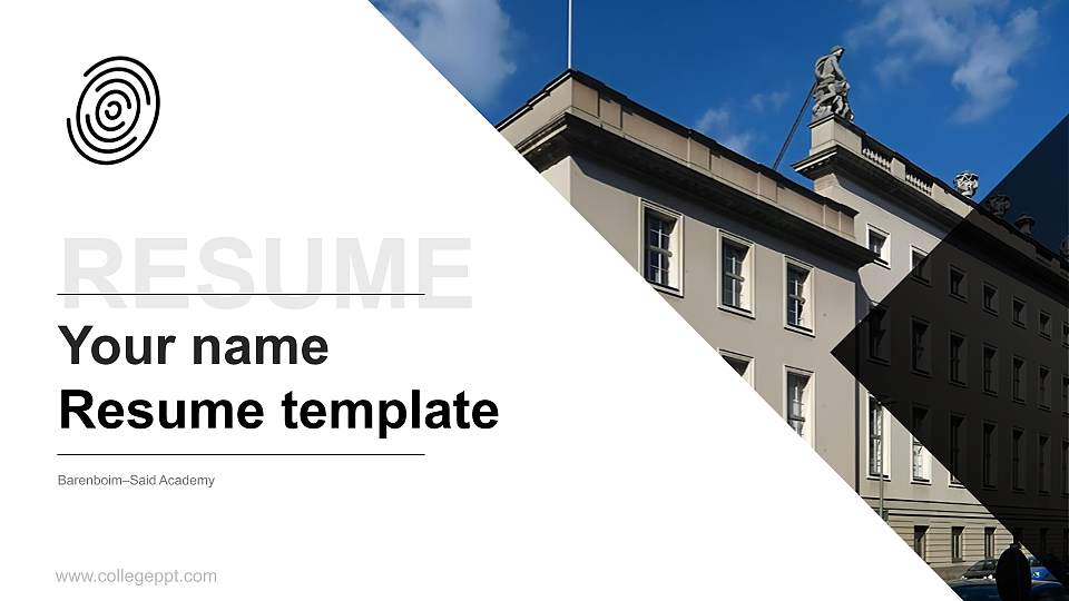 Barenboim–Said Academy Resume PPT Template16:9 ratio PPT effect preview image