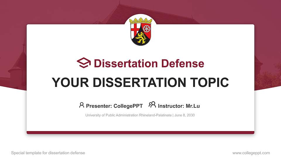 University of Public Administration Rhineland-Palatinate Graduation Thesis Defense PPT Template16:9 ratio PPT effect preview image