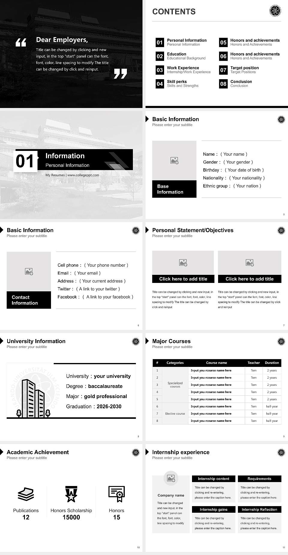 University of Ulm Resume PPT Template4:3 ratio PPT effect preview image2