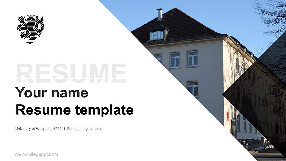 University of Wuppertal – Freudenberg campus Resume PPT Template16:9 ratio PPT effect preview image