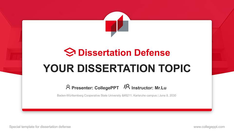 Baden-Württemberg Cooperative State University – Karlsruhe campus Graduation Thesis Defense PPT Template16:9 ratio PPT effect preview image