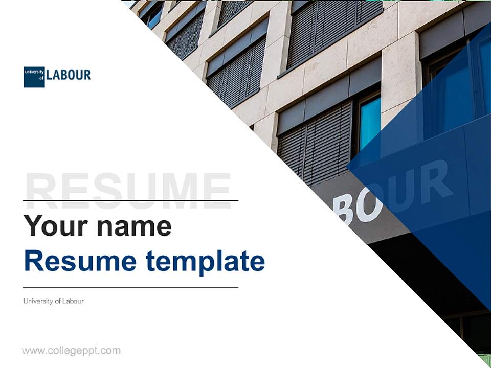University of Labour Resume PPT Template4:3 ratio PPT effect preview image5