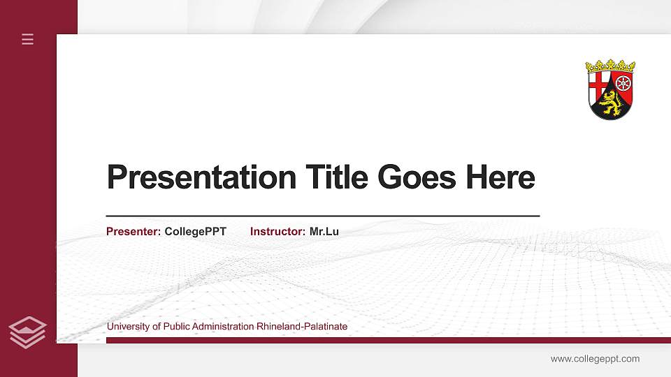University of Public Administration Rhineland-Palatinate Thesis Proposal/Graduation Defense PPT Template16:9 ratio PPT effect preview image