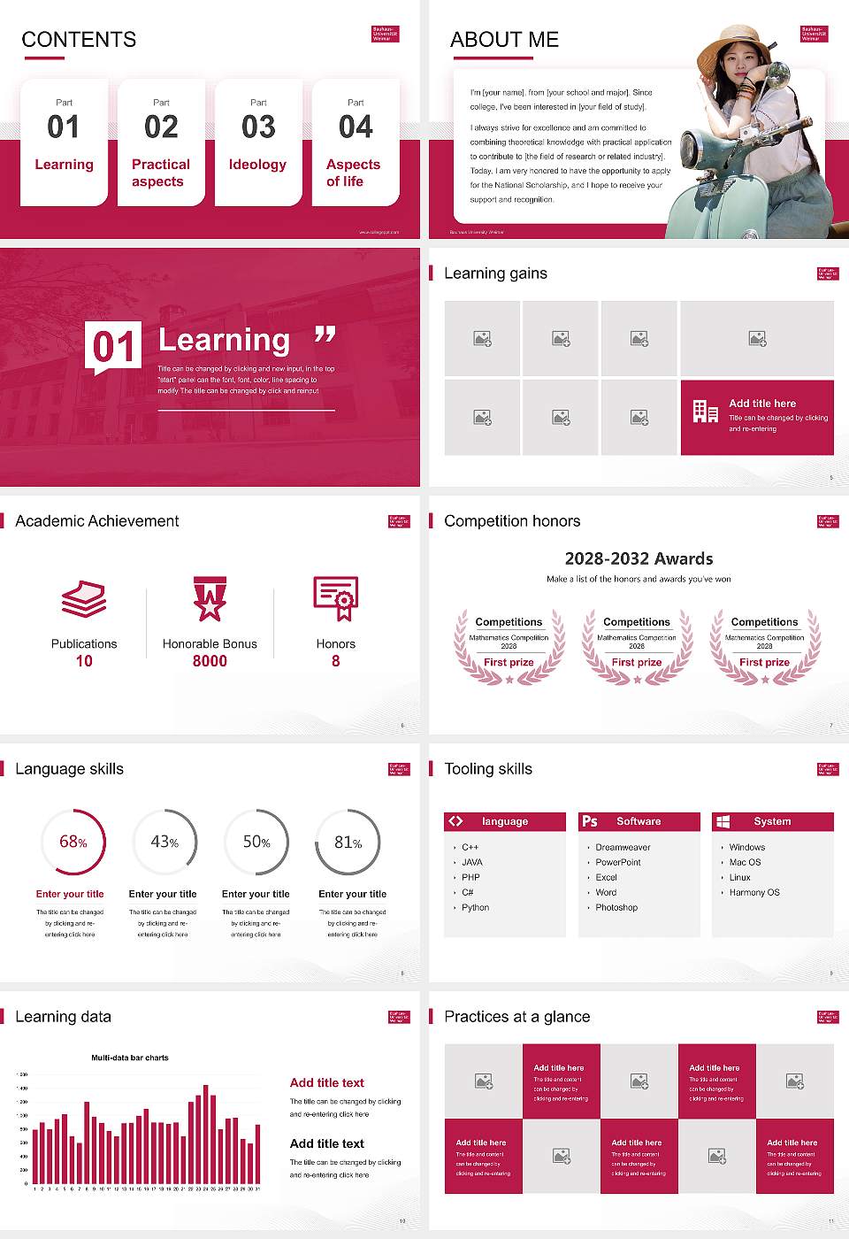 Bauhaus University Weimar National Scholarship Defense PPT Template16:9 ratio PPT effect preview image2
