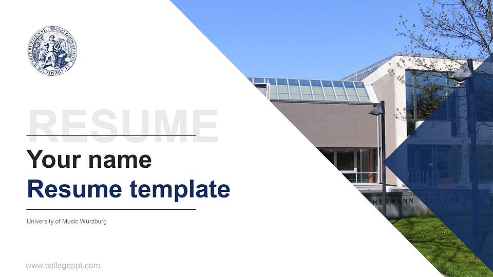 University of Music Würzburg Resume PPT Template16:9 ratio PPT effect preview image