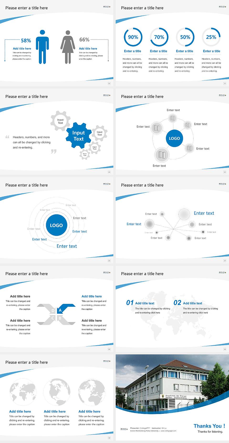 Baden-Württemberg Police University Course/Courseware Creation PPT Template4:3 ratio PPT effect preview image4