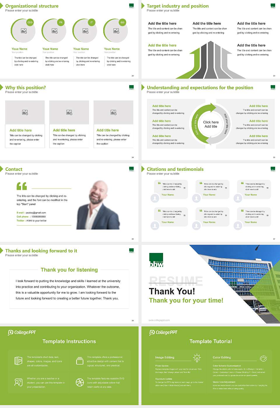 bbw University of Applied Sciences Resume PPT Template16:9 ratio PPT effect preview image4