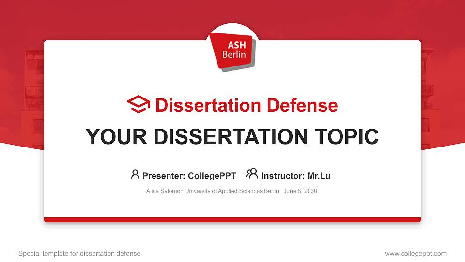 Alice Salomon University of Applied Sciences Berlin Graduation Thesis Defense PPT Template16:9 ratio PPT effect preview image