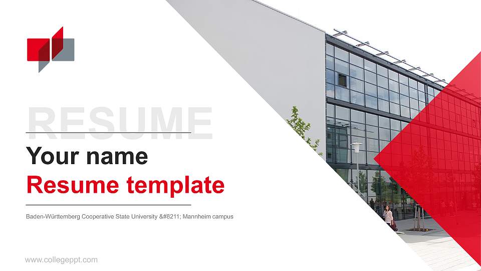 Baden-Württemberg Cooperative State University – Mannheim campus Resume PPT Template16:9 ratio PPT effect preview image