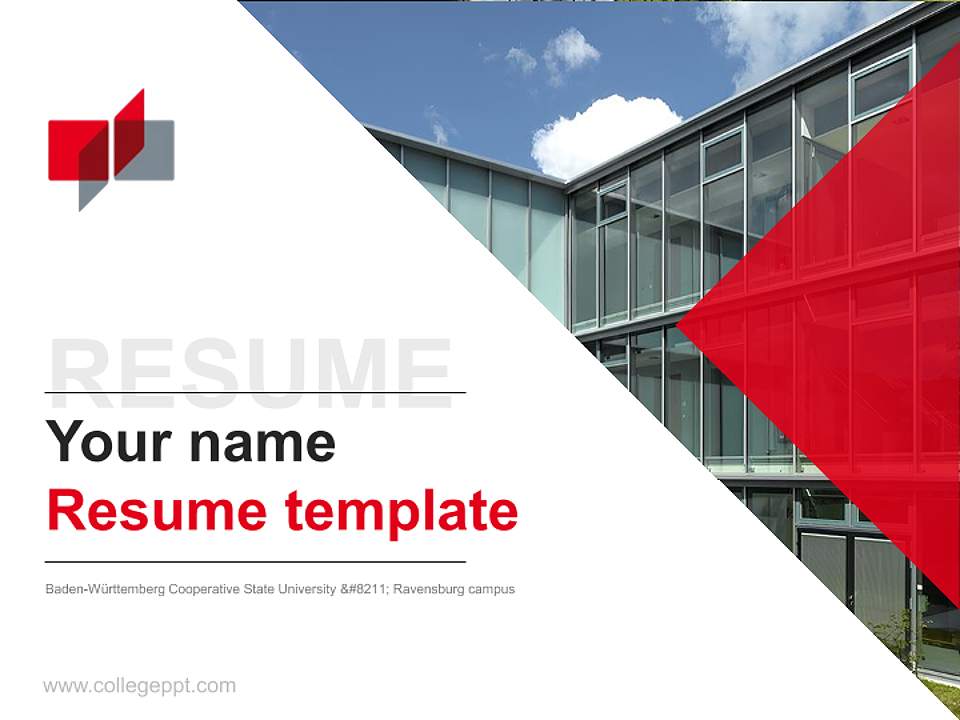 Baden-Württemberg Cooperative State University – Ravensburg campus Resume PPT Template4:3 ratio PPT effect preview image5