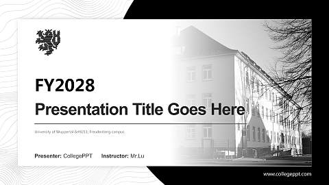 University of Wuppertal – Freudenberg campus Academic Presentation/Research Findings Report PPT Template