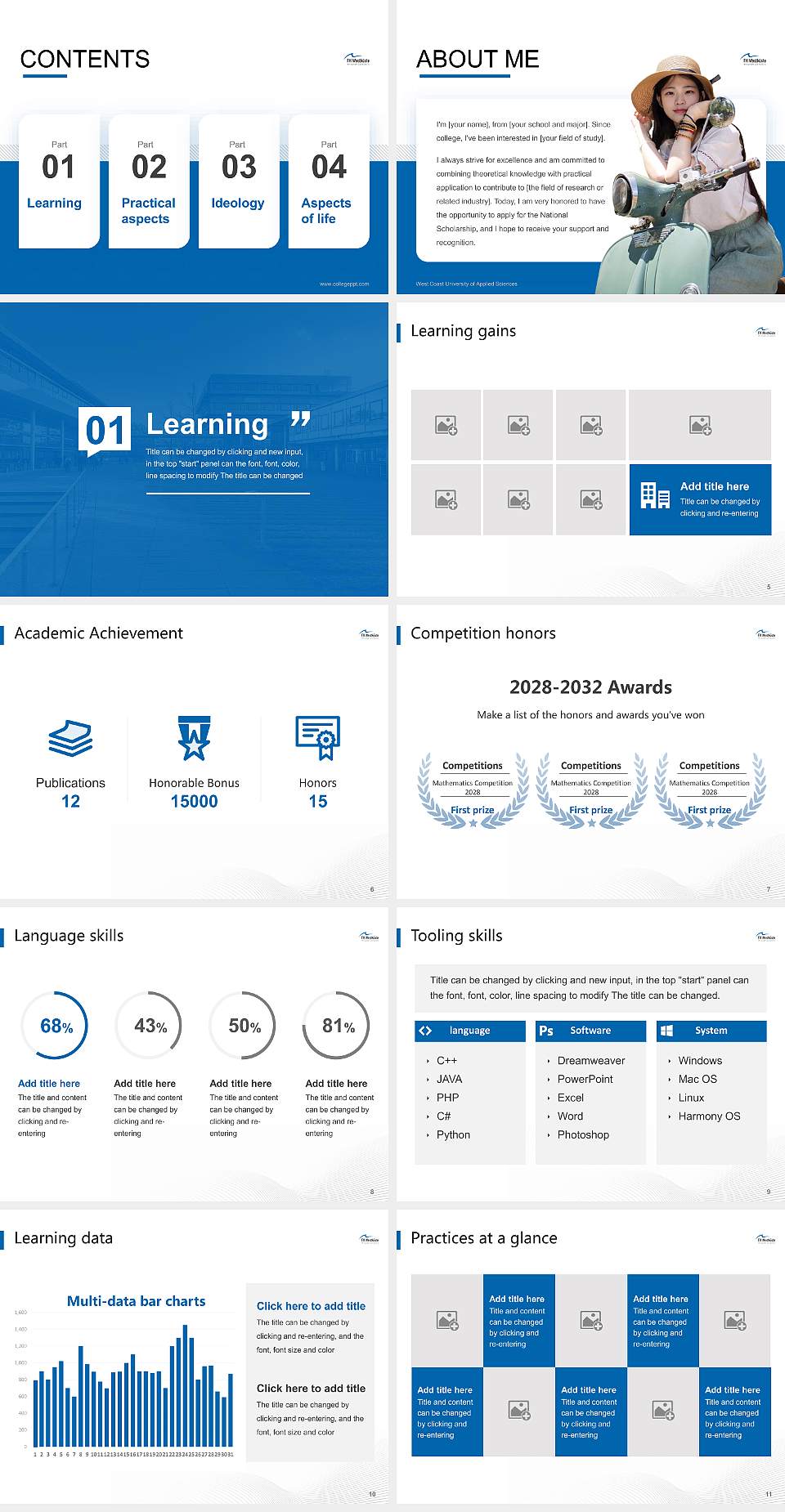 West Coast University of Applied Sciences National Scholarship Defense PPT Template4:3 ratio PPT effect preview image2