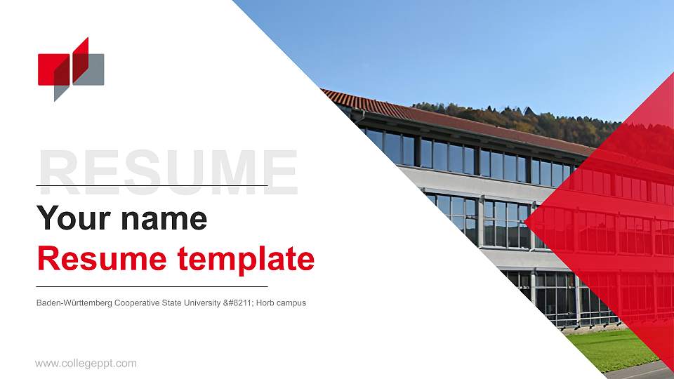 Baden-Württemberg Cooperative State University – Horb campus Resume PPT Template16:9 ratio PPT effect preview image