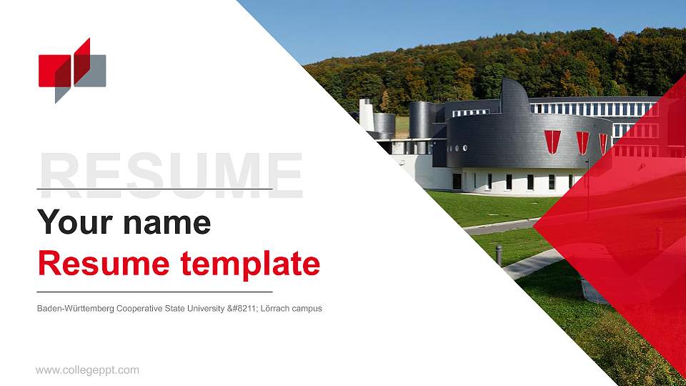 Baden-Württemberg Cooperative State University – Lörrach campus Resume PPT Template16:9 ratio PPT effect preview image