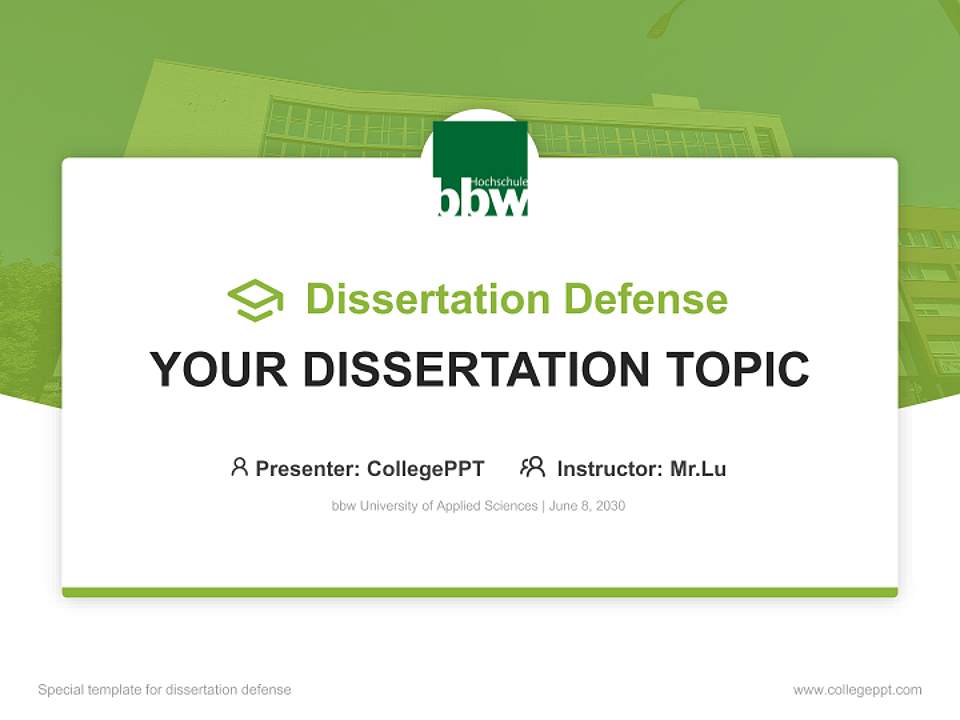 bbw University of Applied Sciences Graduation Thesis Defense PPT Template4:3 ratio PPT effect preview image7