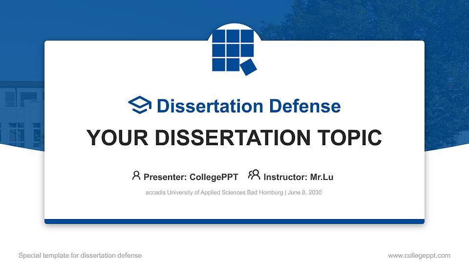 accadis University of Applied Sciences Bad Homburg Graduation Thesis Defense PPT Template16:9 ratio PPT effect preview image