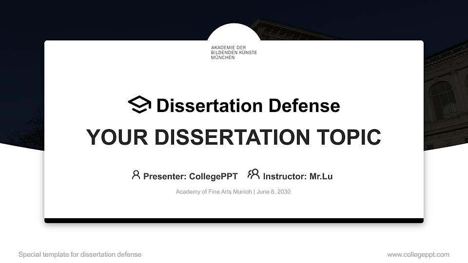 Academy of Fine Arts Munich Graduation Thesis Defense PPT Template16:9 ratio PPT effect preview image