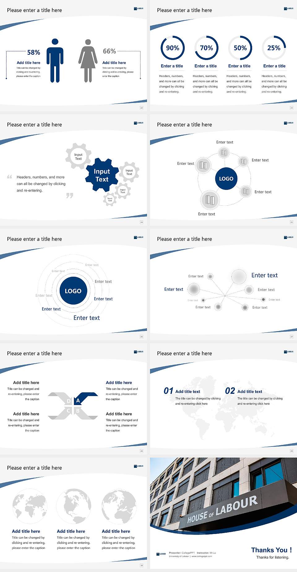 University of Labour Course/Courseware Creation PPT Template4:3 ratio PPT effect preview image4
