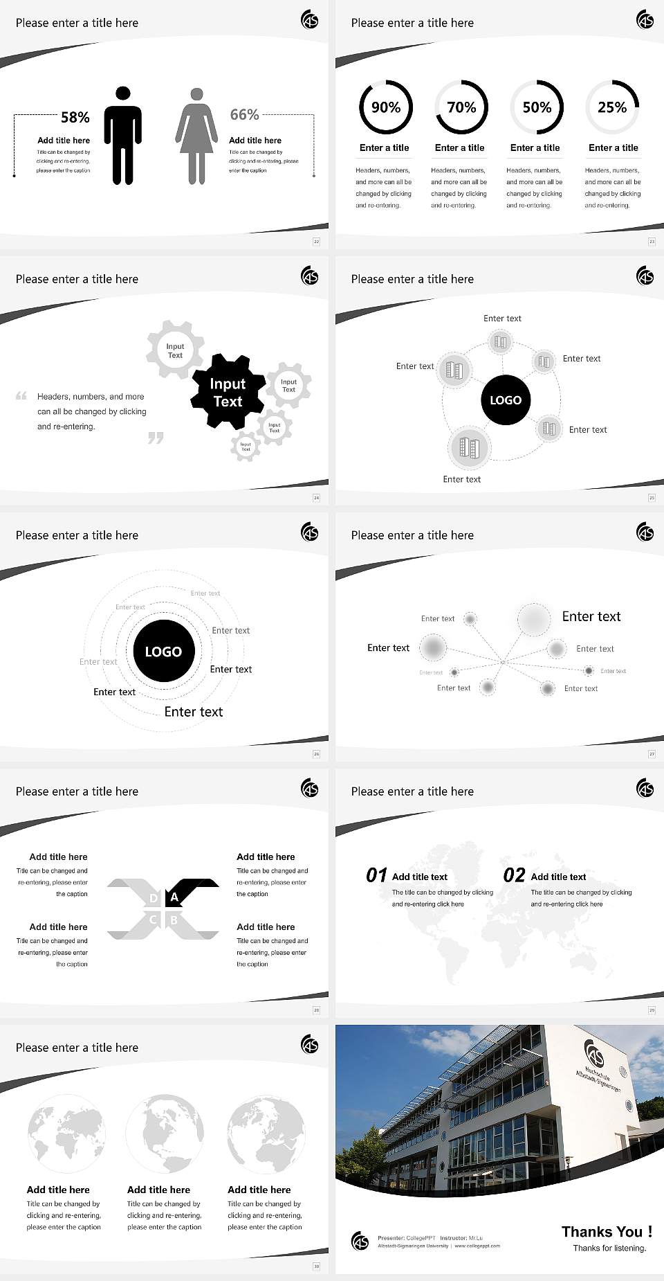 Albstadt-Sigmaringen University Course/Courseware Creation PPT Template4:3 ratio PPT effect preview image4