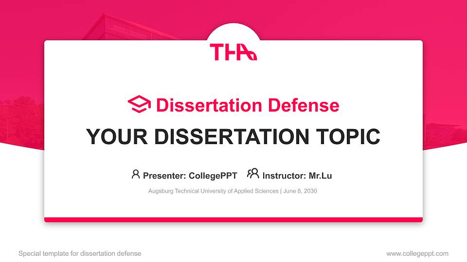 Augsburg Technical University of Applied Sciences Graduation Thesis Defense PPT Template16:9 ratio PPT effect preview image