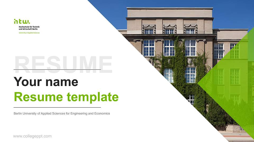 Berlin University of Applied Sciences for Engineering and Economics Resume PPT Template16:9 ratio PPT effect preview image