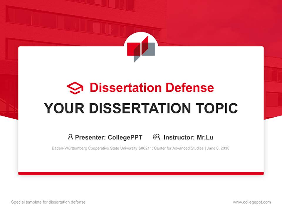 Baden-Württemberg Cooperative State University – Center for Advanced Studies Graduation Thesis Defense PPT Template4:3 ratio PPT effect preview image7