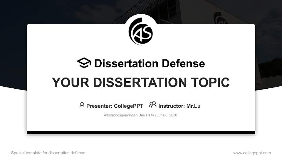 Albstadt-Sigmaringen University Graduation Thesis Defense PPT Template16:9 ratio PPT effect preview image