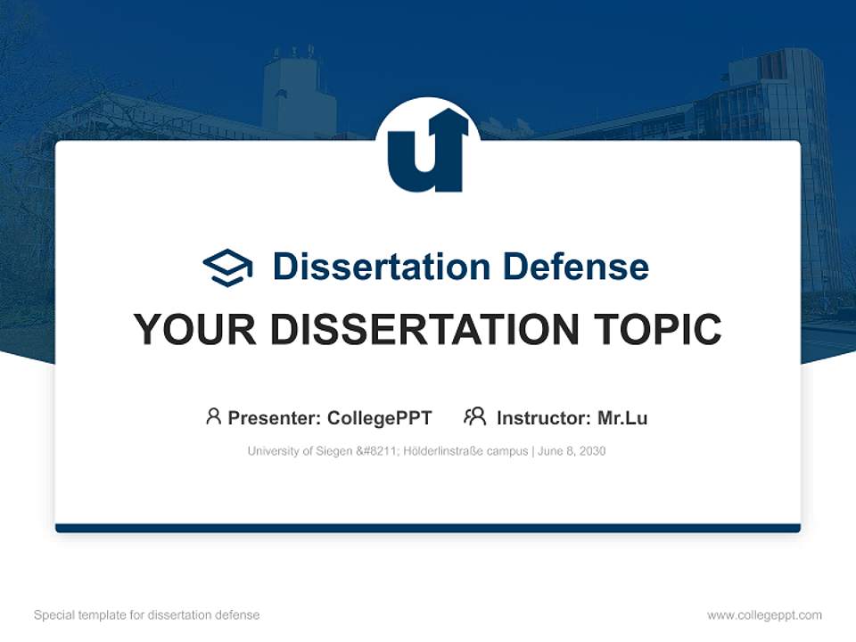 University of Siegen – Hölderlinstraße campus Graduation Thesis Defense PPT Template4:3 ratio PPT effect preview image7