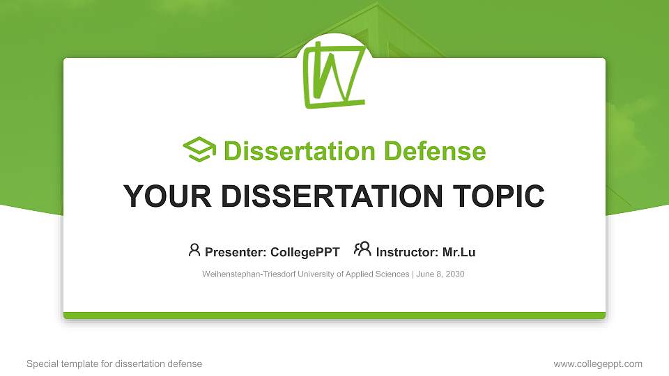 Weihenstephan-Triesdorf University of Applied Sciences Graduation Thesis Defense PPT Template16:9 ratio PPT effect preview image