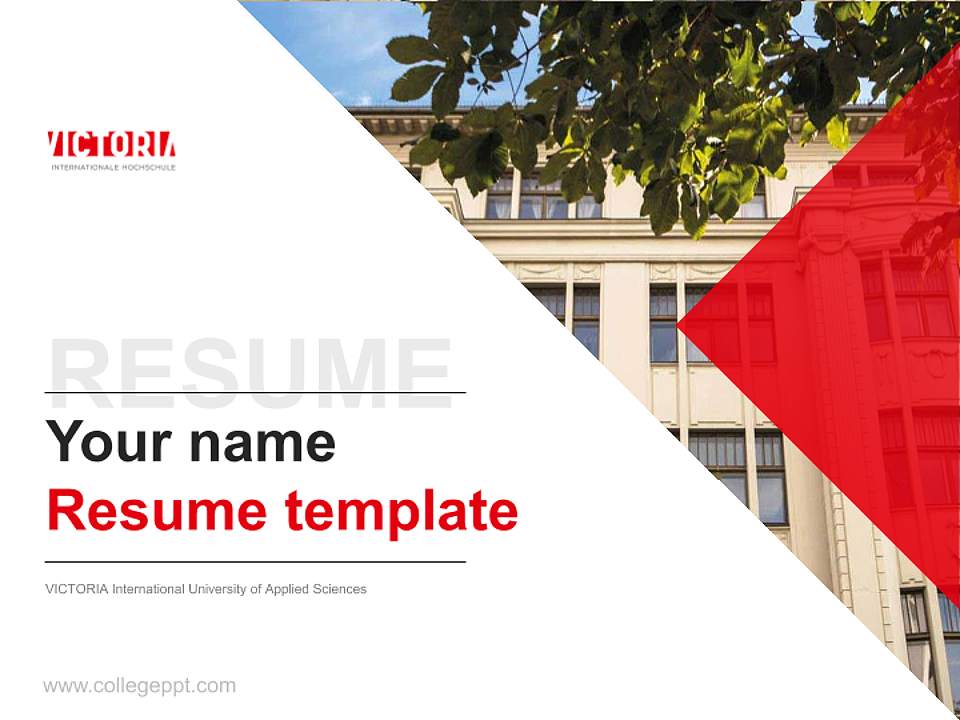 VICTORIA International University of Applied Sciences Resume PPT Template4:3 ratio PPT effect preview image5