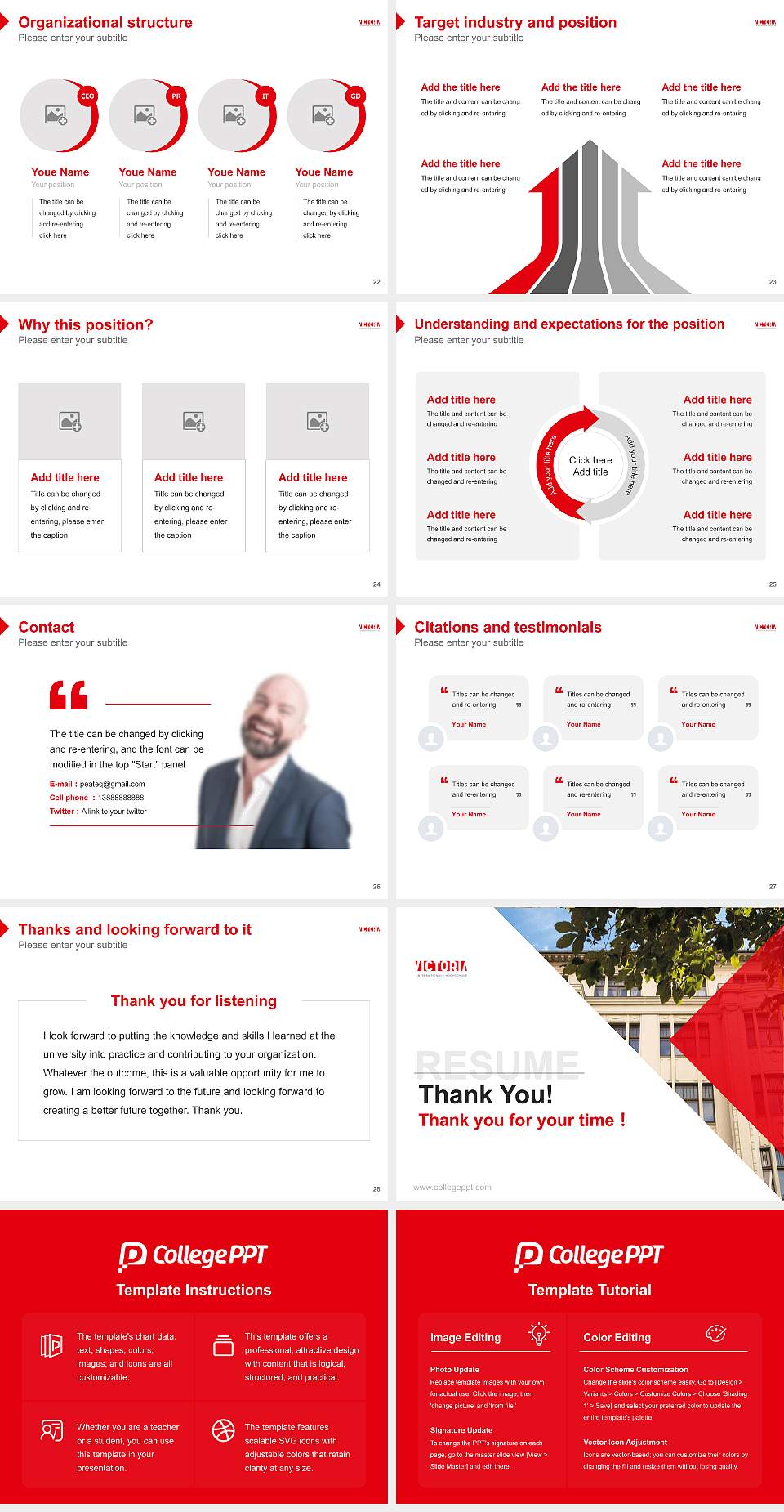 VICTORIA International University of Applied Sciences Resume PPT Template4:3 ratio PPT effect preview image4