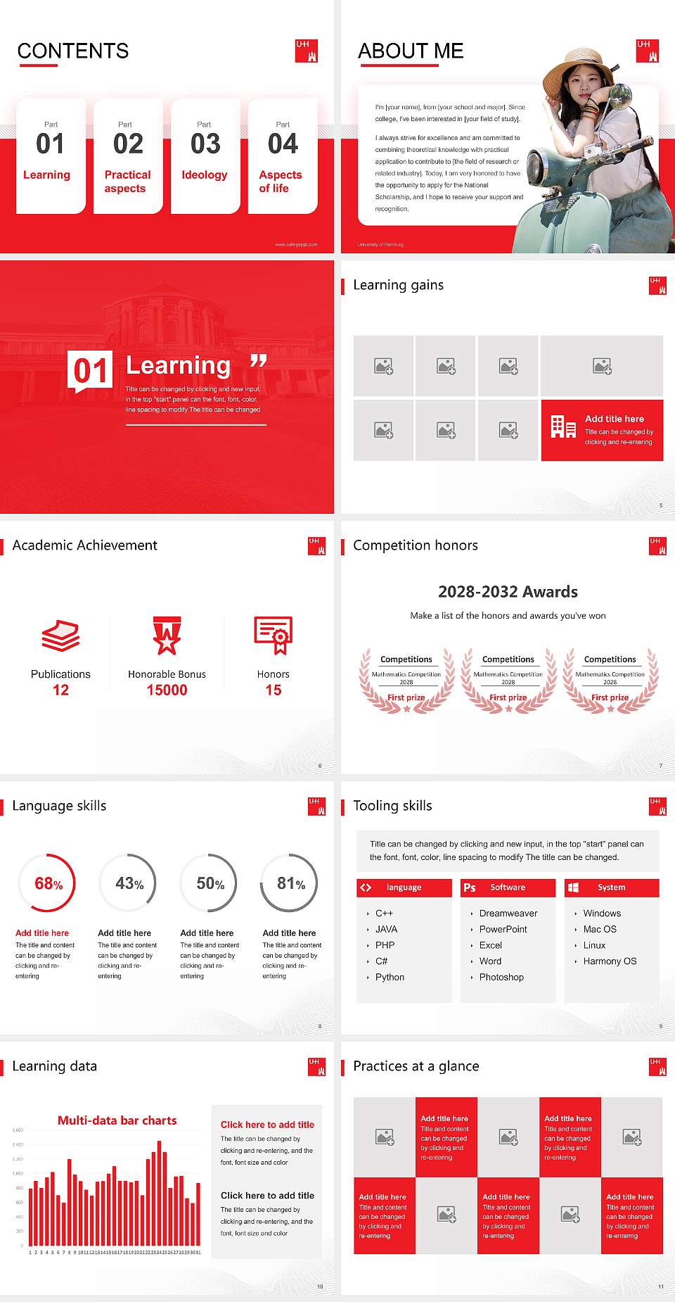 University of Hamburg National Scholarship Defense PPT Template4:3 ratio PPT effect preview image2
