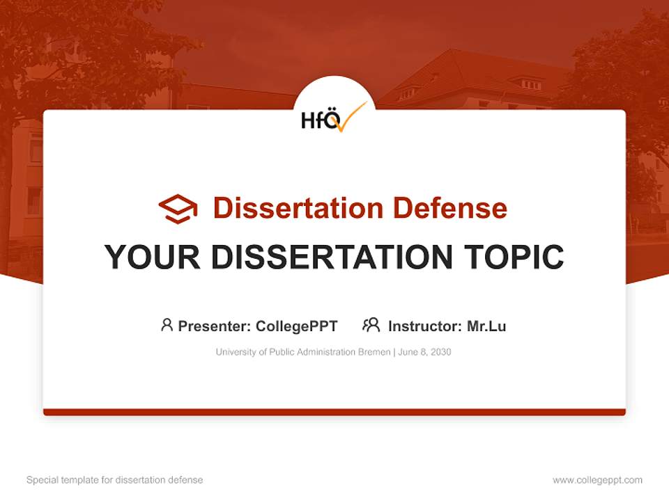 University of Public Administration Bremen Graduation Thesis Defense PPT Template4:3 ratio PPT effect preview image7