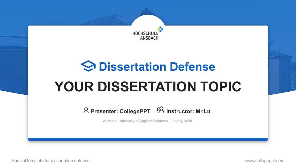 Ansbach University of Applied Sciences Graduation Thesis Defense PPT Template16:9 ratio PPT effect preview image