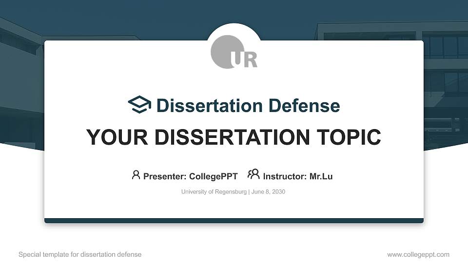 University of Regensburg Graduation Thesis Defense PPT Template16:9 ratio PPT effect preview image