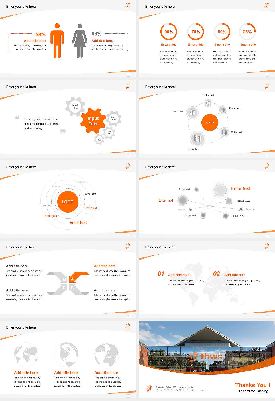 Würzburg-Schweinfurt University of Applied Sciences Course/Courseware Creation PPT Template16:9 ratio PPT effect preview image4