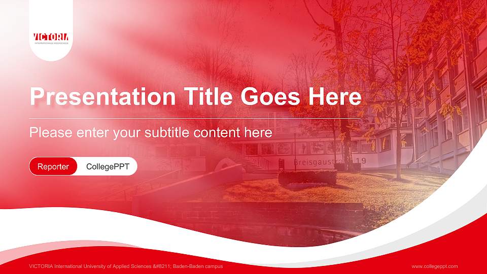 VICTORIA International University of Applied Sciences – Baden-Baden campus Lecture Sharing and Networking Event PPT Template16:9 ratio PPT effect preview image