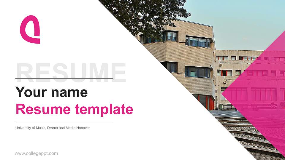 University of Music, Drama and Media Hanover Resume PPT Template16:9 ratio PPT effect preview image