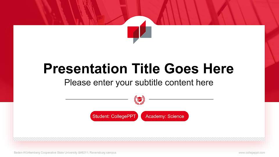 Baden-Württemberg Cooperative State University – Ravensburg campus National Scholarship Defense PPT Template16:9 ratio PPT effect preview image