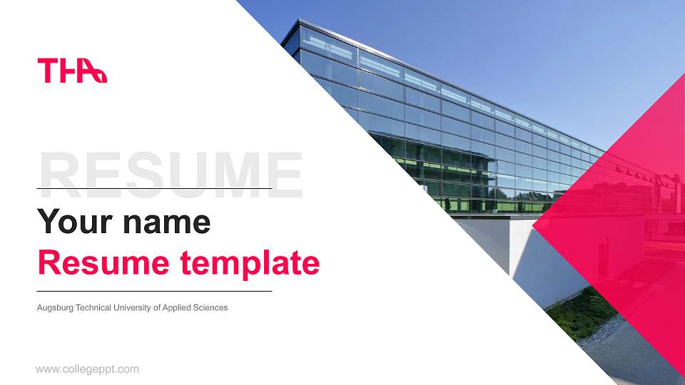 Augsburg Technical University of Applied Sciences Resume PPT Template16:9 ratio PPT effect preview image