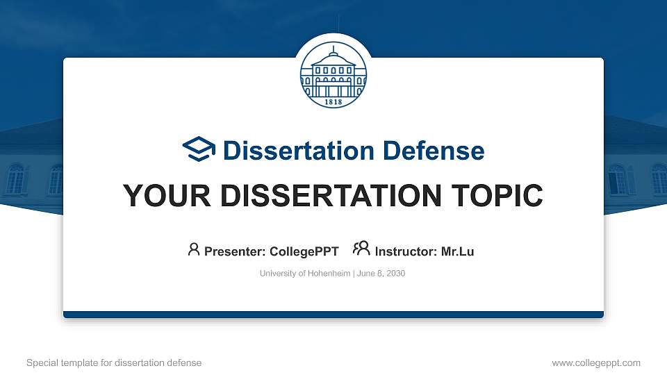 University of Hohenheim Graduation Thesis Defense PPT Template16:9 ratio PPT effect preview image