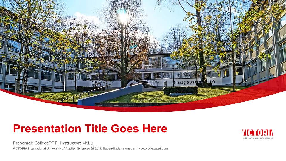 VICTORIA International University of Applied Sciences – Baden-Baden campus Course/Courseware Creation PPT Template16:9 ratio PPT effect preview image