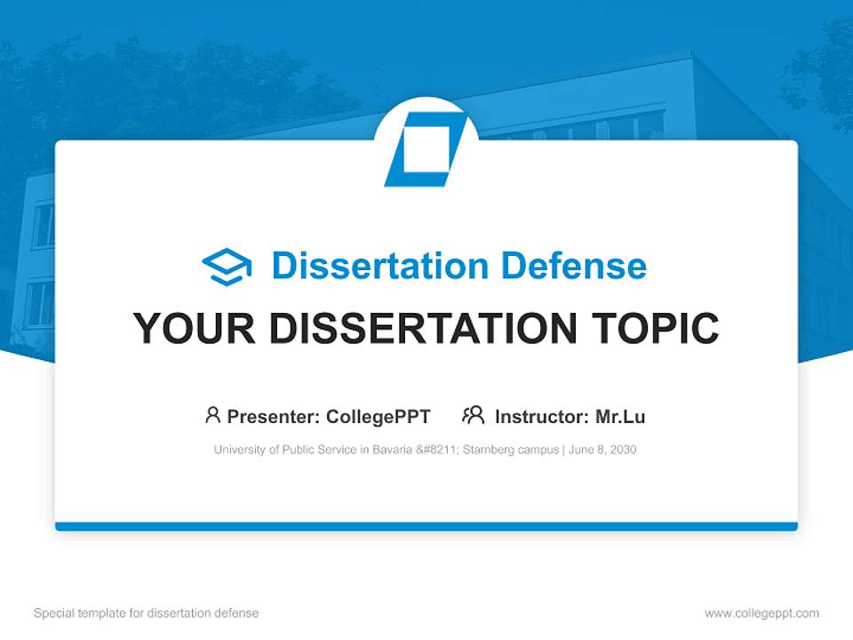 University of Public Service in Bavaria – Starnberg campus Graduation Thesis Defense PPT Template4:3 ratio PPT effect preview image7